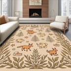 Woodland Creatures Botanical Border Rug