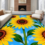Golden Sunflowers Against Sky Rug