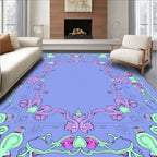 Whimsical Pastel Floral Vine Border Rug