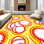 Red And Yellow Baseball Circles Rug