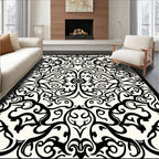 Black Ivory Arabesque Scroll Rug