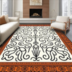 Orange Ivory Art Nouveau Swirl Rug