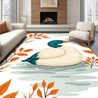 Autumn Duck on Water Floral Accent Rug