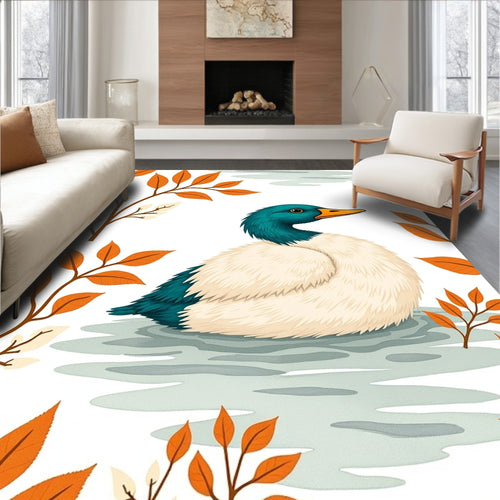 Autumn Duck on Water Floral Accent Rug