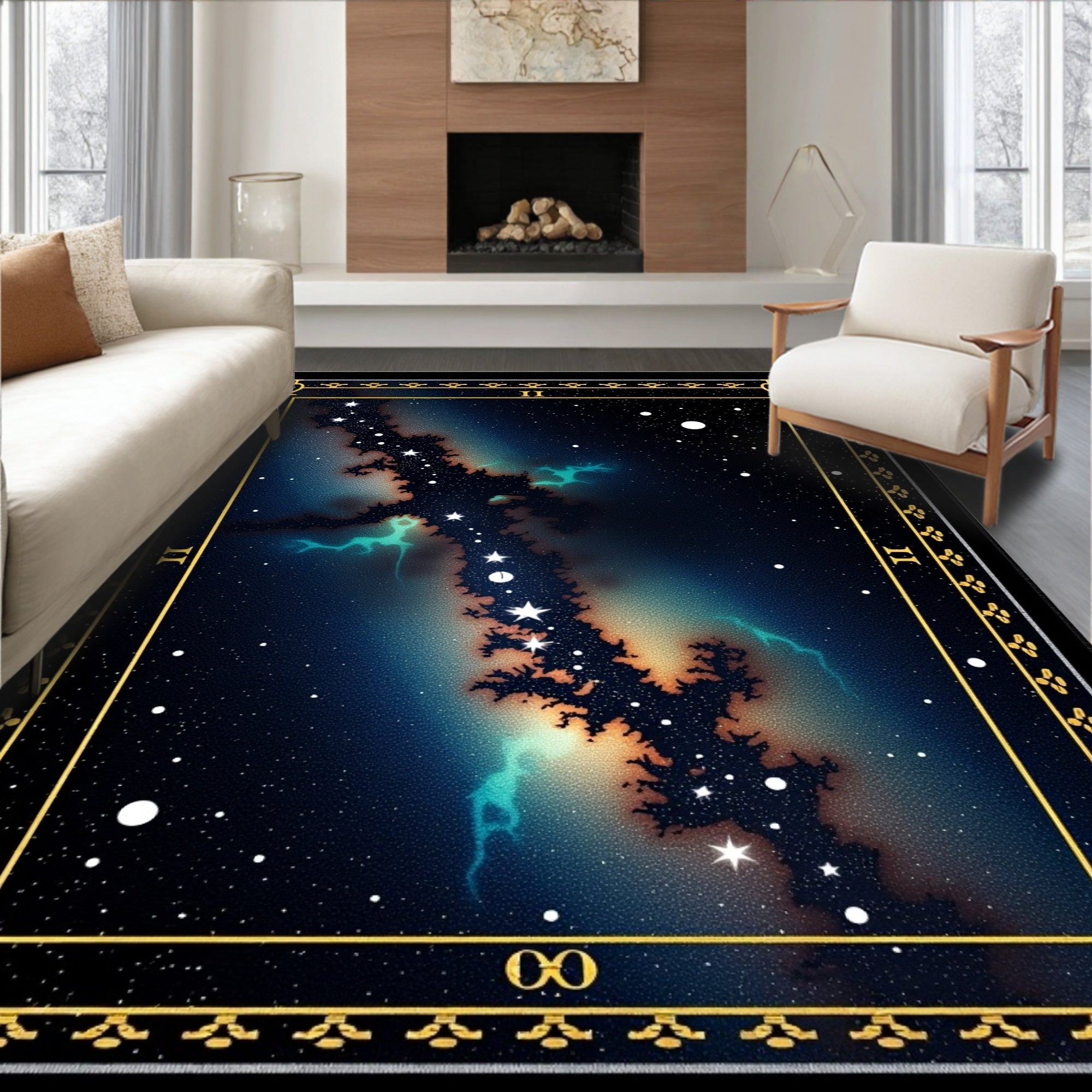 Cosmic Nebula Starry Night Rug