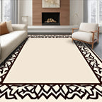 Dark Brown Intertwined Geometric Border Rug