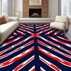 Bold Crimson Starburst Diagonal Stripes Rug