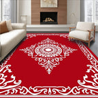 Crimson White Elaborate Medallion Frame Rug