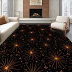 Orange Fireworks Burst Starry Night Rug