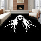 White Skull With Flowing White Hair Rug