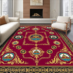 Regal Burgundy Gold Crest Medallion Rug