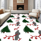 Figural Green Tree Red Ribbon Companions Rug