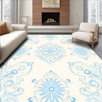 Soft Blue Ornamental Mandala Rug