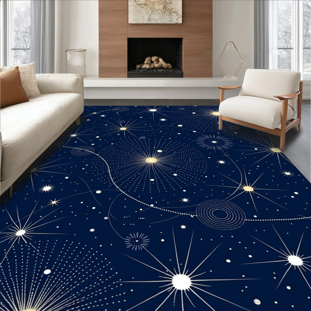 Cosmic Navy Starburst Swirl Rug