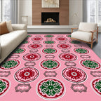 Pink Red Green Floral Medallion Harmony Rug
