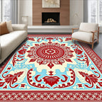 Red Cream Sky Mandala Rug
