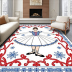 Ballet Dancer Snowflake Red Blue Border Rug