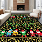 Enchanted Garden Gnomes Floral Border Rug