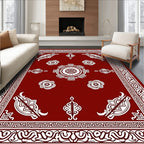 Crimson White Ornamental Medallion Rug