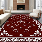 Deep Red Heart Scatter Border Rug