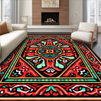 Vibrant Red Tribal Medallion Rug