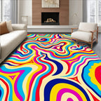 Vibrant Retro Swirls Abstract Rug