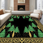 Black Forest Trees Starry Night Border Rug