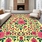 Radiant Pink Rose Garland Garden Rug