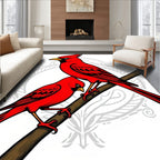 Vibrant Red Cardinal Branch Illustration Rug