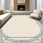 Art Nouveau Cream Navy Swirl Frame Rug