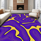 Vibrant Purple Yellow Organic Flow Rug