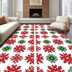 Red Green Snowflake Holiday Art Rug
