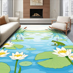 Serene Pond Lily Frog Landscape Rug