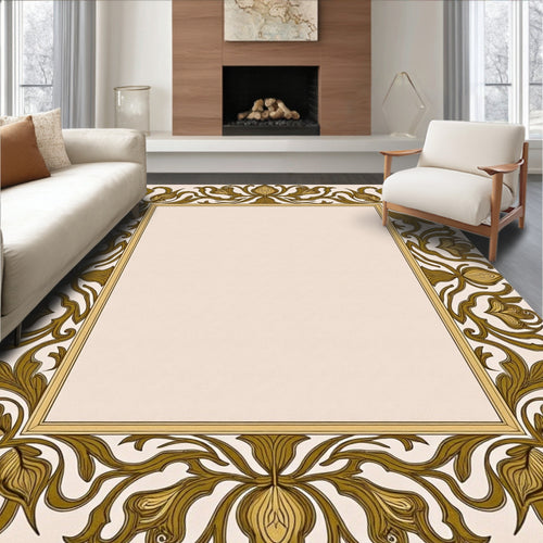Art Nouveau Golden Floral Border Rug