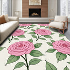 Pink Roses Garden Foliage Rug