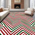 Red Green Zigzag Interlocking Lines Rug