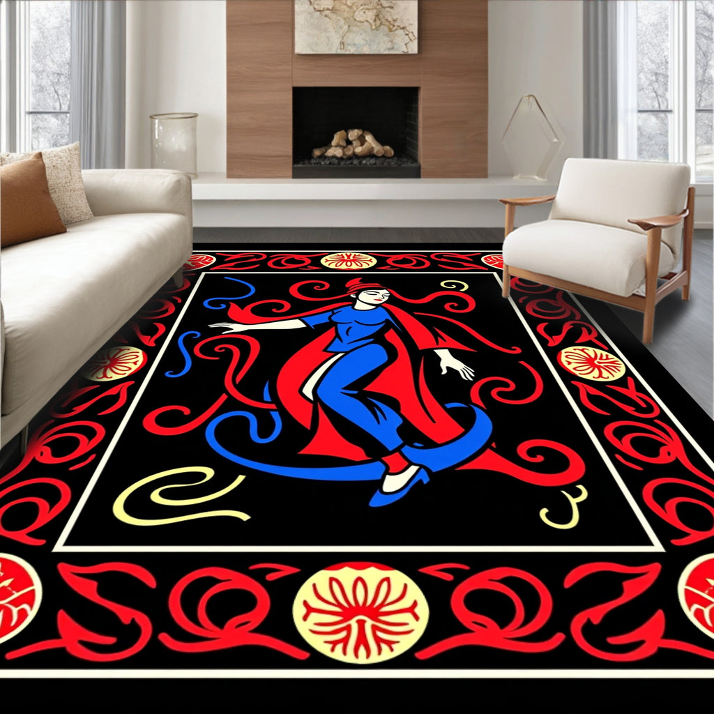 Crimson Blue Dancer With Red Accents Rug