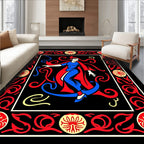 Crimson Blue Dancer With Red Accents Rug