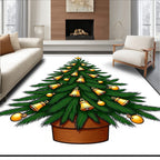 Golden Bells Festive Christmas Tree Rug
