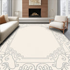 Elegant Gray Scrollwork Frame Rug
