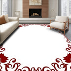 Crimson Floral Swirl Border Rug