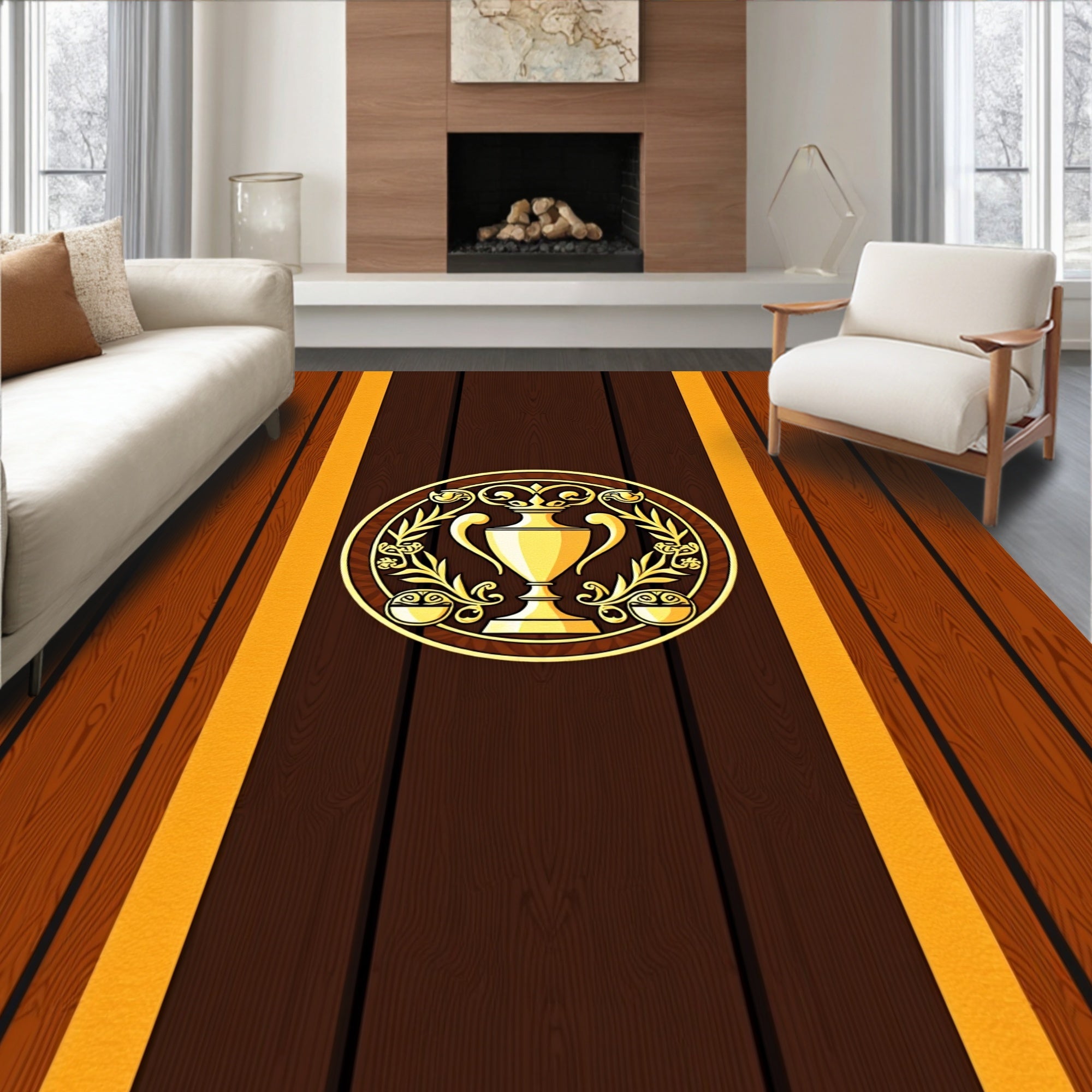 Golden Trophy Laurel Wreath Rug