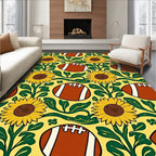 Sunny Yellow Football Sunflower Illustration Rug