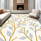 Golden Vine Gray Leaf Foliage Rug