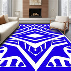 Bold Blue Geometric Diamond Art Rug