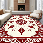 Crimson Medallion Floral Bordered Rug