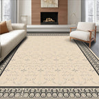 Geometric Beige Lattice Border Rug