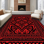 Bold Red Ornamental Diamond Rug
