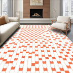 Orange and White Woven Oval Grid Rug
