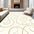 Golden Cream Abstract Swirl Rug